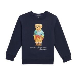 Ralph Lauren Polo Bear Boys Girls Navy Sweatshirt M (10/12) Like New